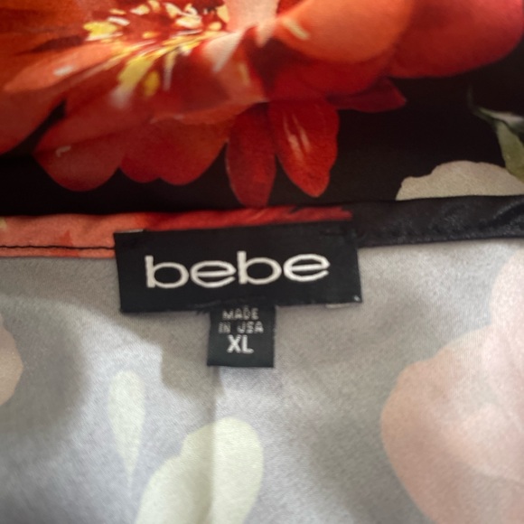 Bebe vintage black, red, cream, green floral midi cowl neckline slip dress. XL. - Picture 7 of 9